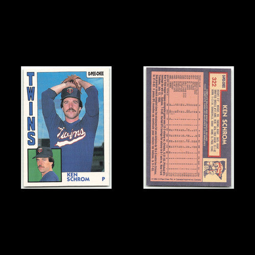 Ken Schrom #322 1984 O-Pee-Chee Minnesota Twins Baseball Card MLB NM