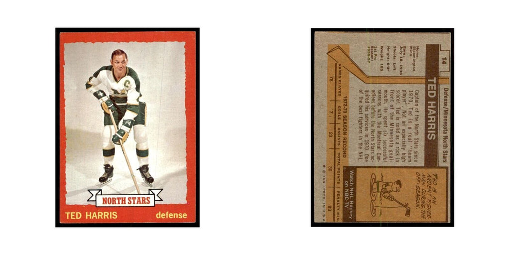 Ted Harris 1973 Topps (damaged) #14 Hockey Cards Hockey Card Poor