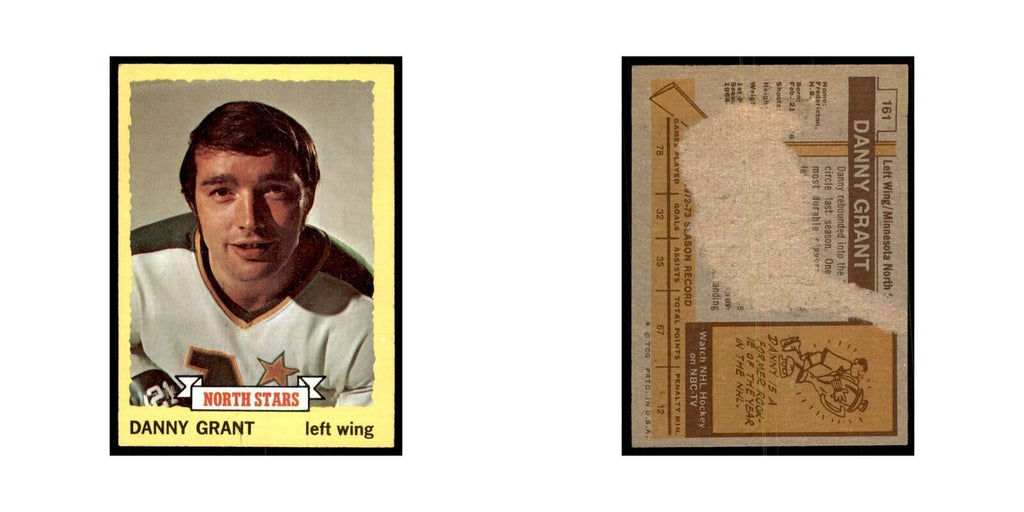 Danny Grant 1973 Topps (damaged) #161 Hockey Cards Hockey Card Poor