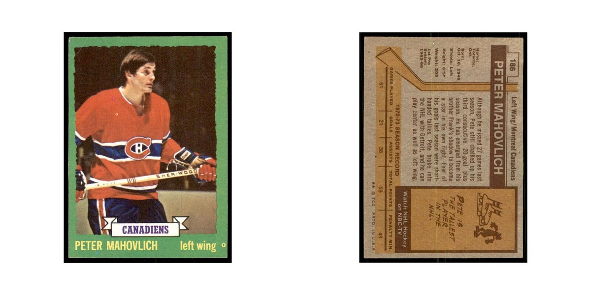 Peter Mahovlick 1973 Topps (damaged) #186 Hockey Cards Hockey Card Poor