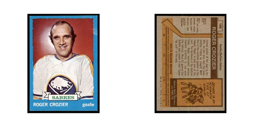 Roger Crozier 1973 Topps (damaged) #108 Hockey Cards Hockey Card Poor