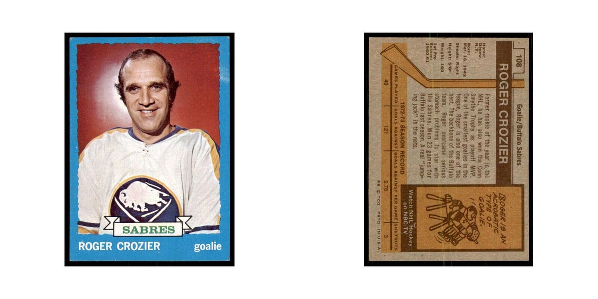 Roger Crozier 1973 Topps (damaged) #108 Hockey Cards Hockey Card Poor