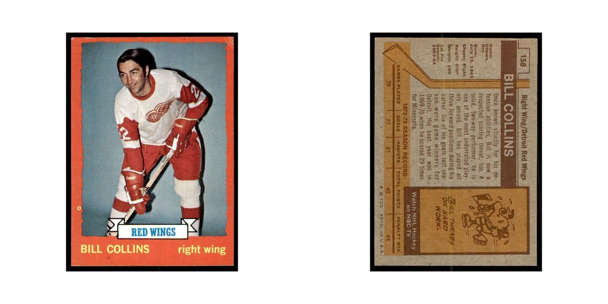 Bill Collins 1973 Topps (damaged) #158 Hockey Cards Hockey Card Poor