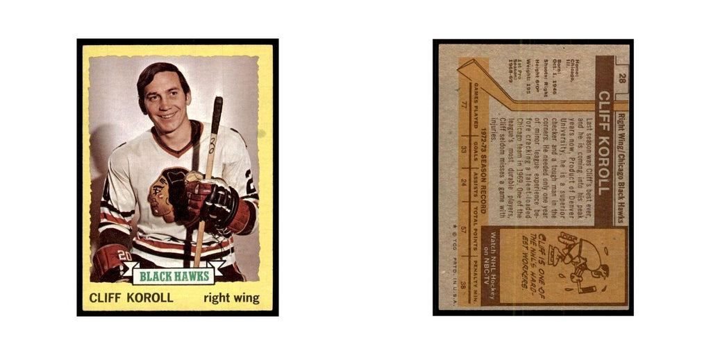 Cliff Koroll 1973 Topps (damaged) #28 Hockey Cards Hockey Card Poor