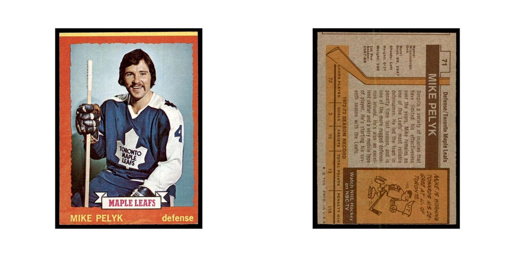 Mike Pelyk 1973 Topps (damaged) #71 Hockey Cards Hockey Card Poor
