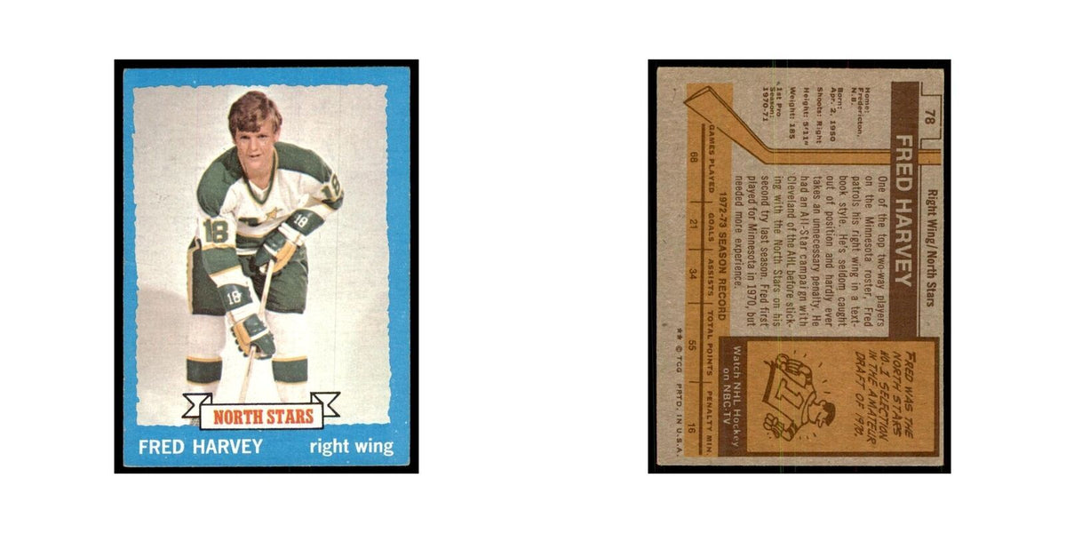 Fred Harvey 1973 Topps (damaged) #78 Hockey Cards Hockey Card Poor