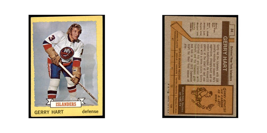 Gerry Hart 1973 Topps (damaged) #34 Hockey Cards Hockey Card Poor