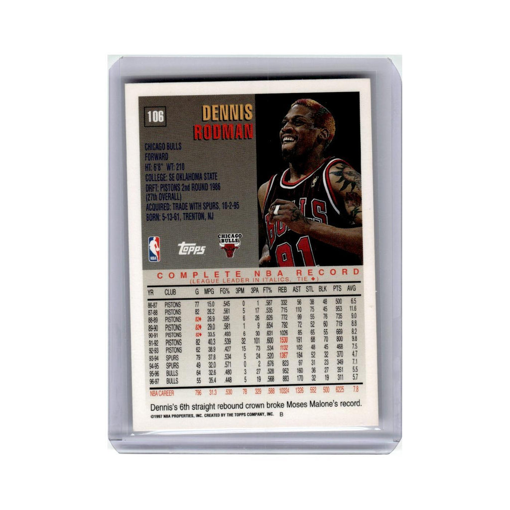 Dennis Rodman 1997 Topps #106 Chicago Bulls Basketball Card NM