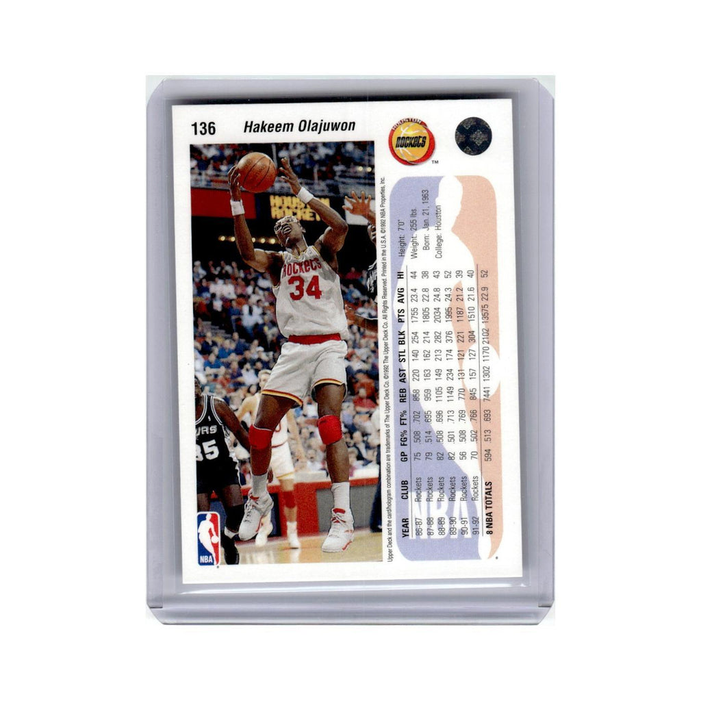 Hakeem Olajuwon 1992 Upper Deck #136 Houston Rockets Basketball Card NM