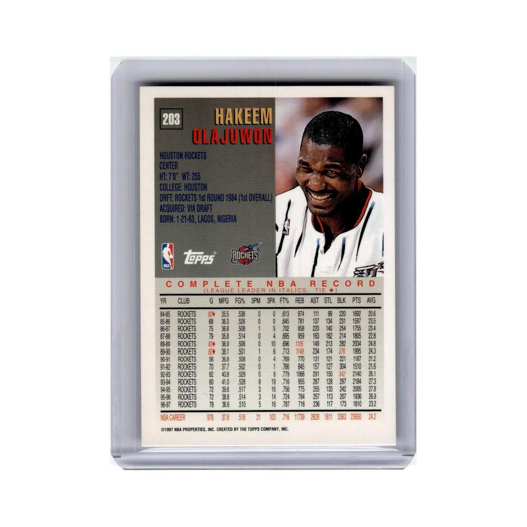 Hakeem Olajuwon 1997 Topps #203 Houston Rockets Basketball Card NM