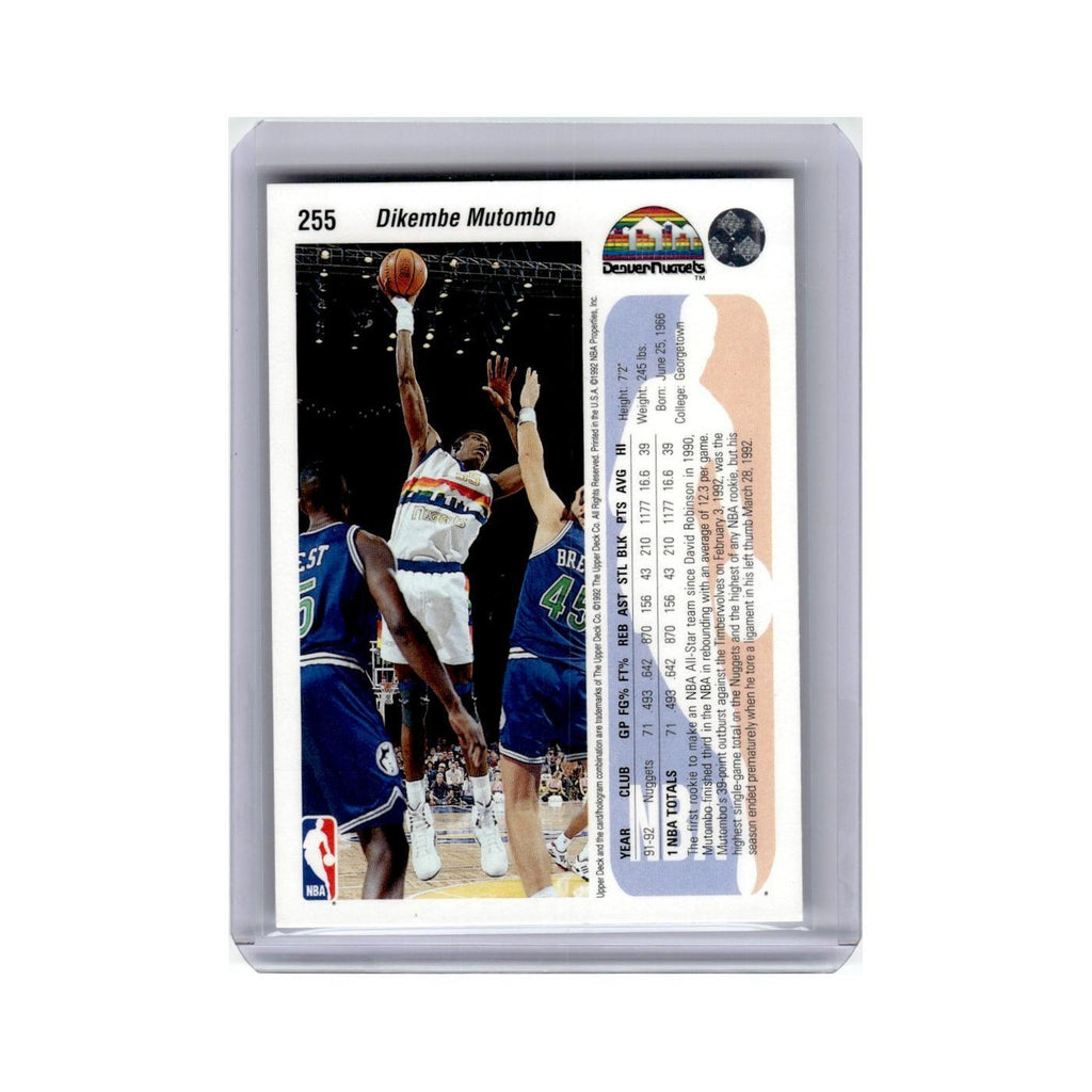 Dikembe Mutombo 1992 Upper Deck #255 Denver Nuggets Basketball Card NM