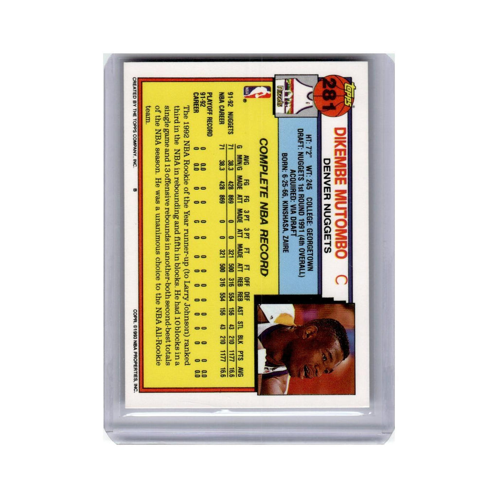 Dikembe Mutombo 1992 Topps #281 Denver Nuggets Basketball Card NM