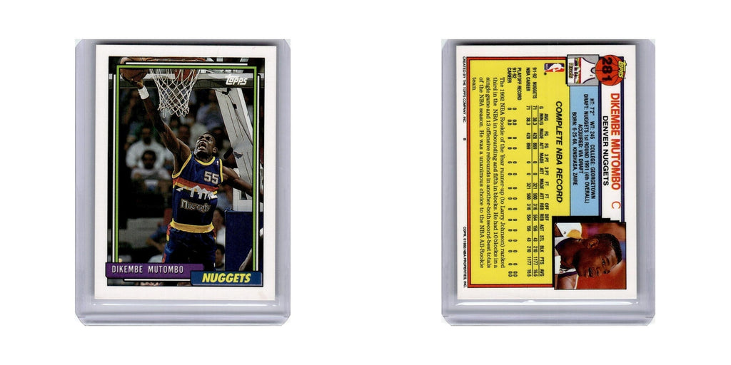 Dikembe Mutombo 1992 Topps #281 Denver Nuggets Basketball Card NM