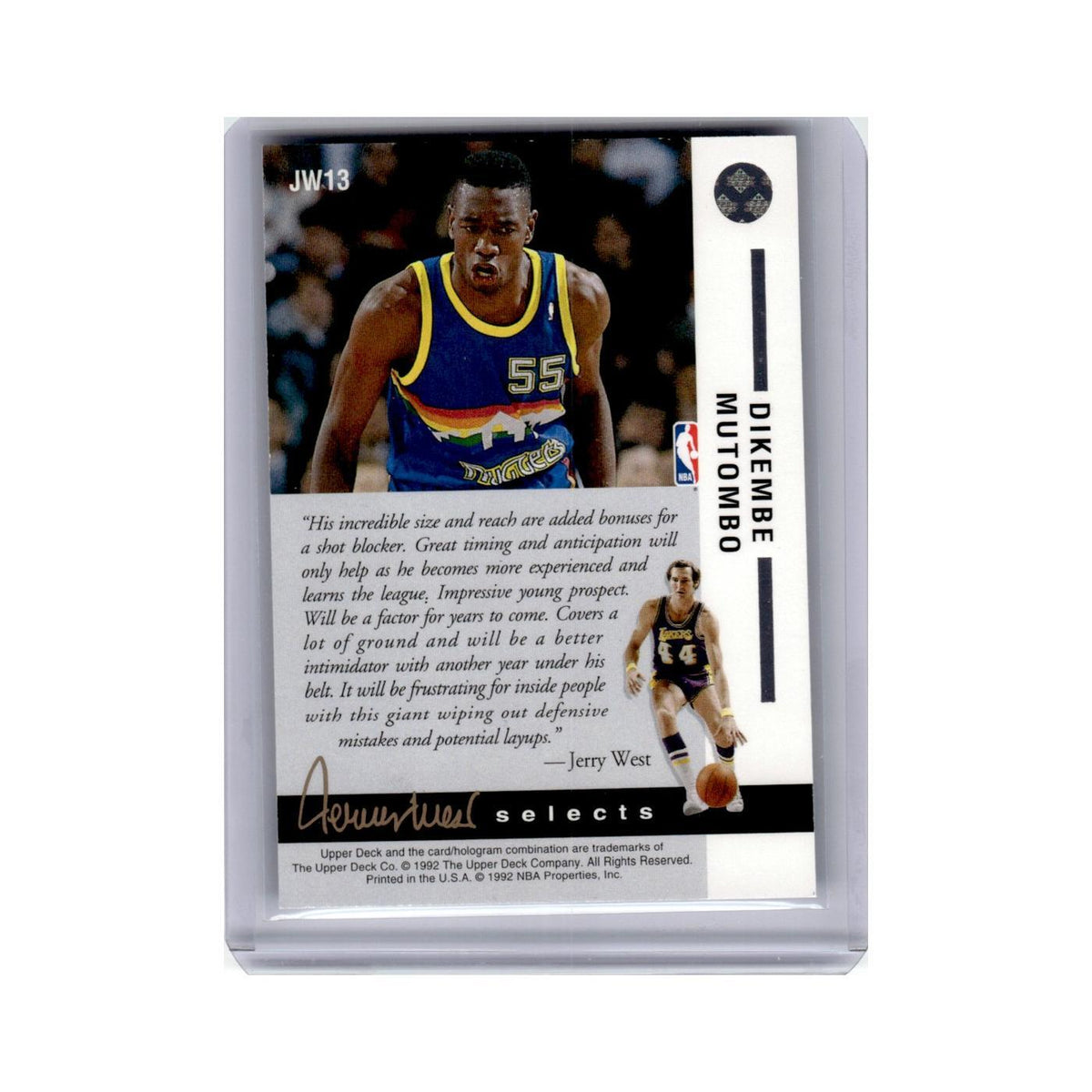 Dikembe Mutombo 1992 Upper Deck Jerry West Selects #JW13 Denver Nuggets NM