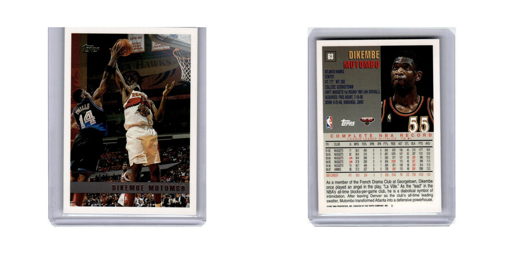 Dikembe Mutombo 1997 Topps #63 Atlanta Hawks Basketball Card NM