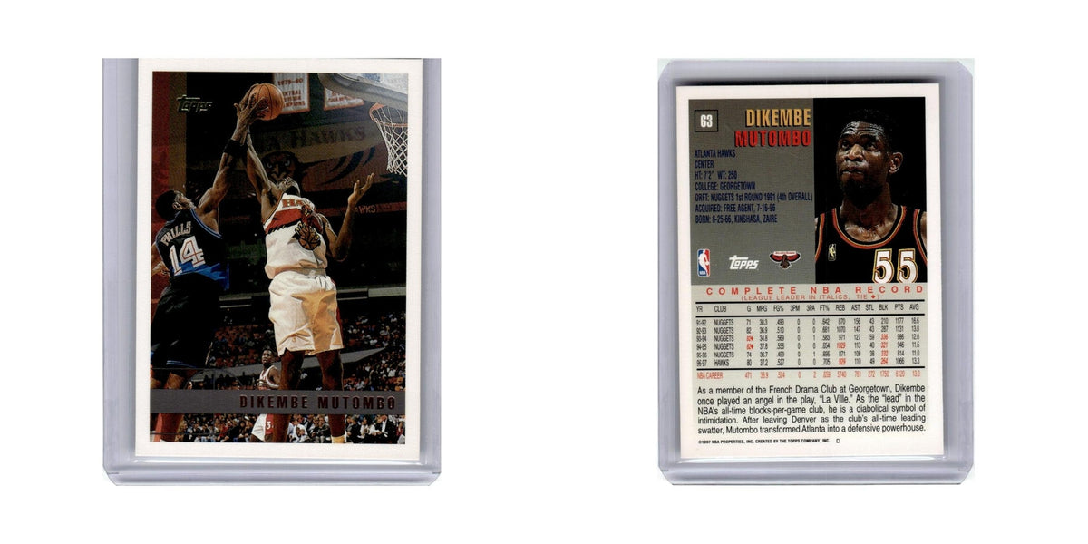 Dikembe Mutombo 1997 Topps #63 Atlanta Hawks Basketball Card NM