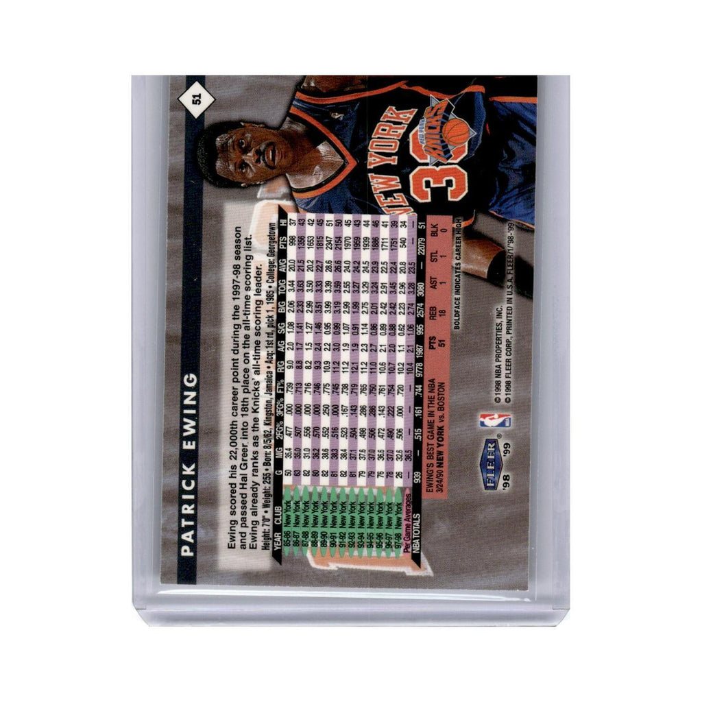 Patrick Ewing 1998 Fleer Tradition #51 New York Knicks Basketball Card NM
