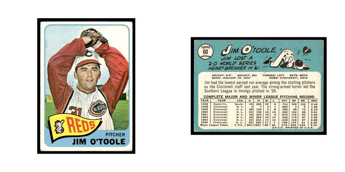 1965 Topps Baseball Card Jim O'Toole Reds #60