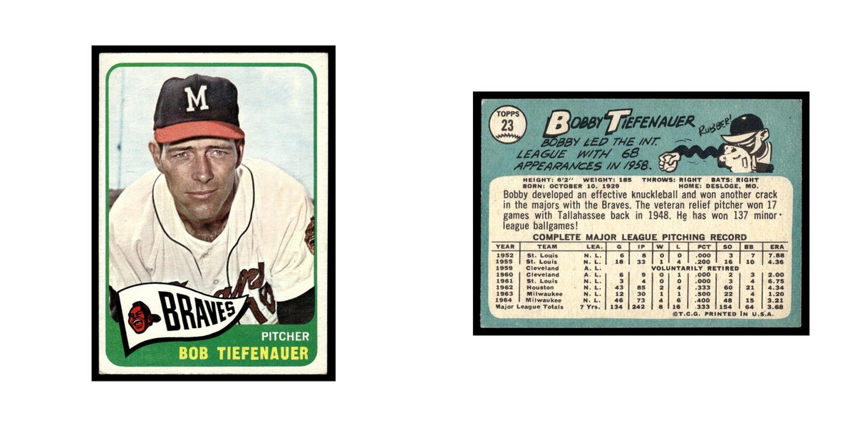 1965 Topps Baseball Card Bobby Tiefenauer Milwaukee Braves #23