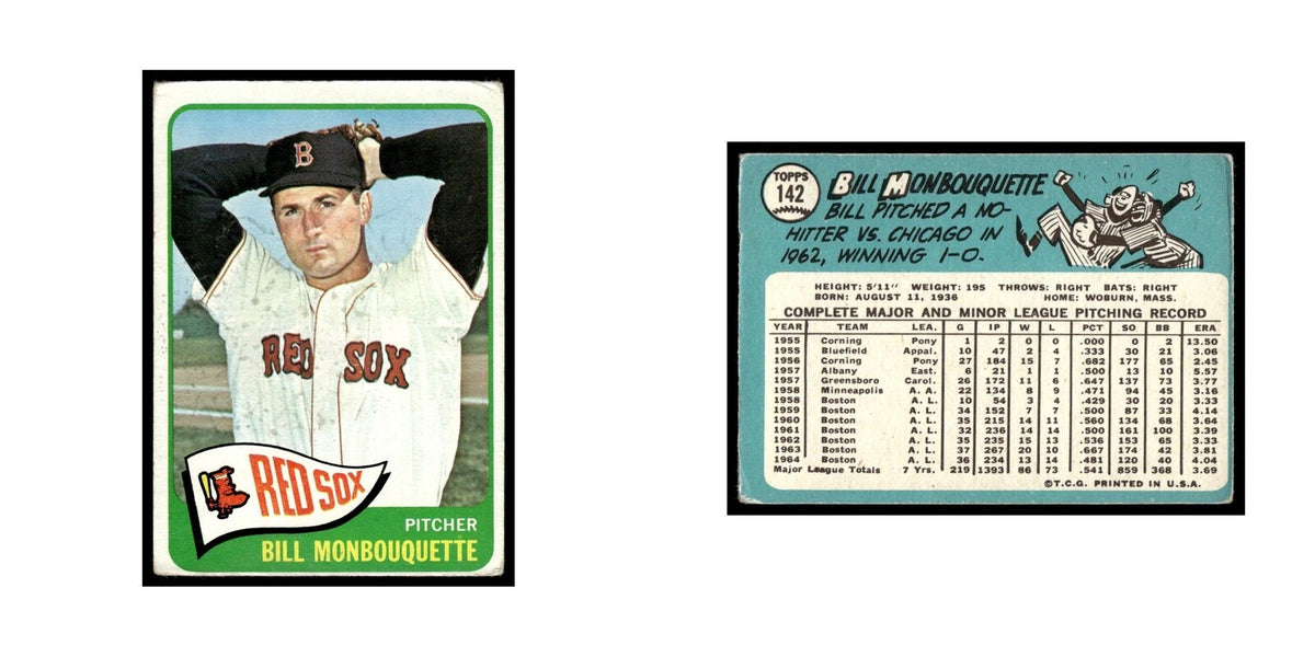 1965 Topps Baseball Card Bill Monbouquette Red Sox #142