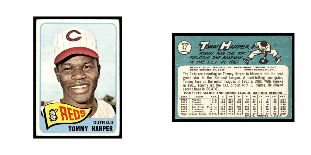 1965 Topps Baseball Card Tommy Harper Reds #47