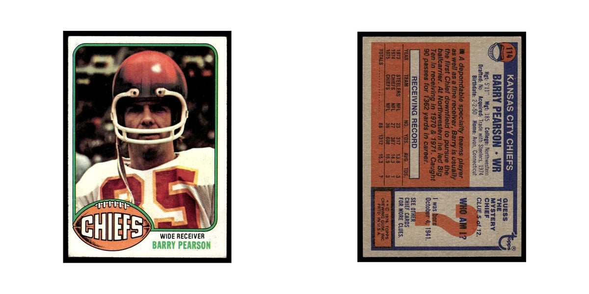 1976 Topps Barry Pearson Chiefs #114