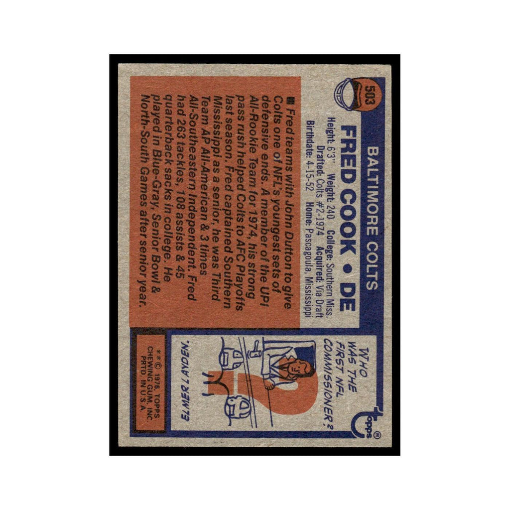 1976 Topps Fred Cook Baltimore Colts #503