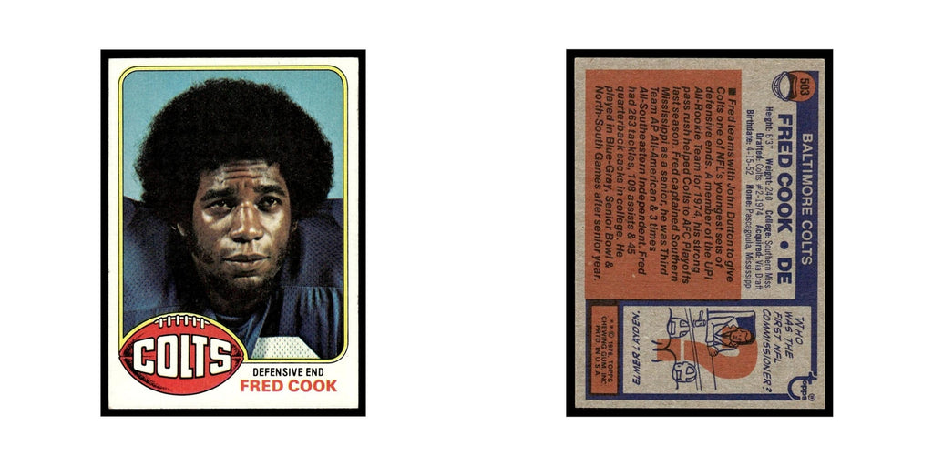 1976 Topps Fred Cook Baltimore Colts #503