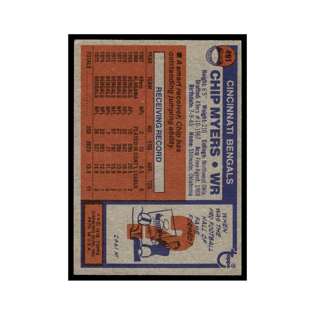 1976 Topps Chip Myers Bengals #491