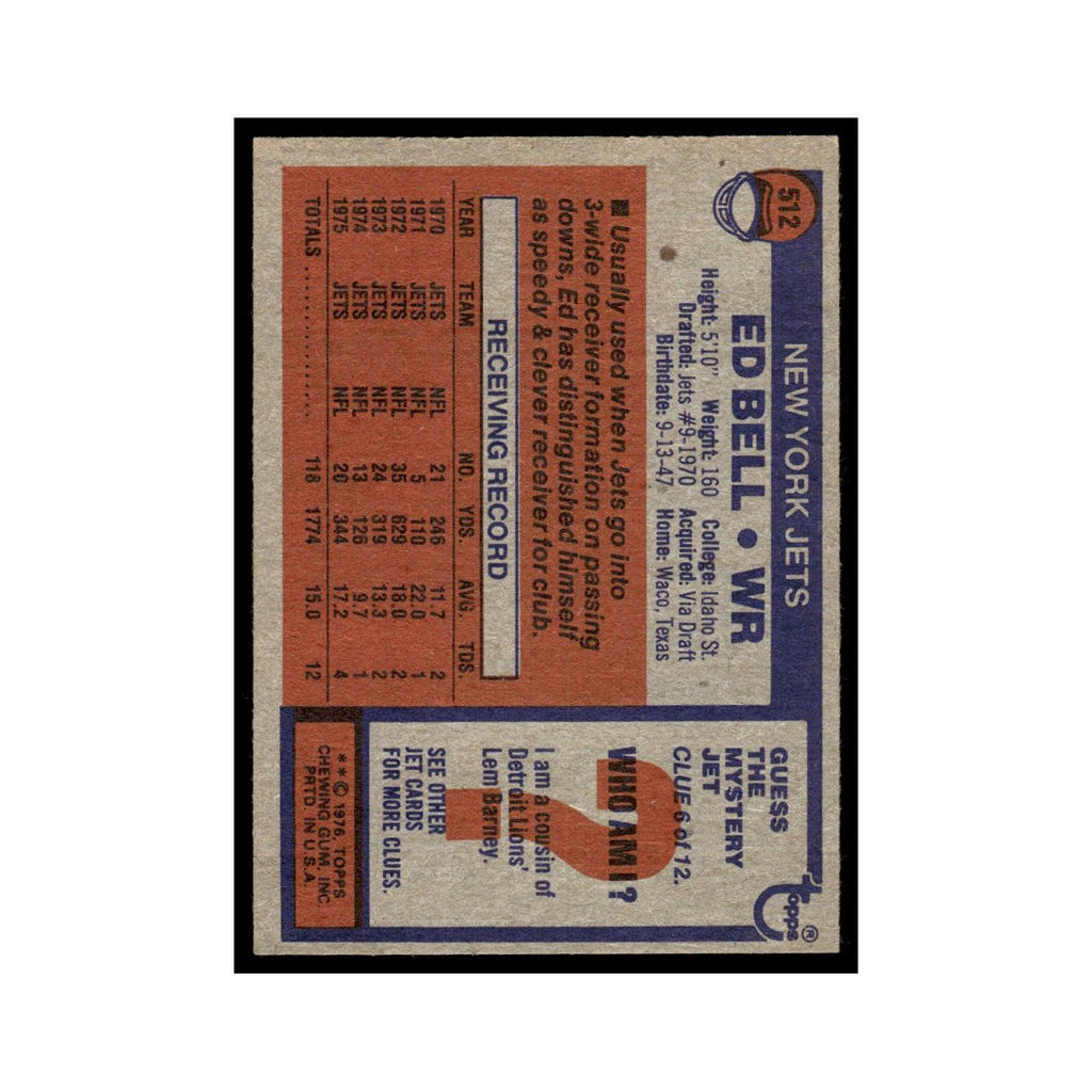 1976 Topps Ed Bell Jets #512