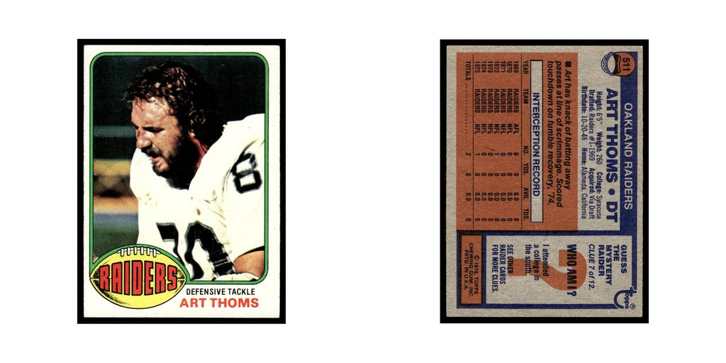 1976 Topps Art Thoms Raiders #511