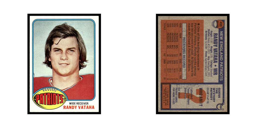 1976 Topps Randy Vataha Patriots #499