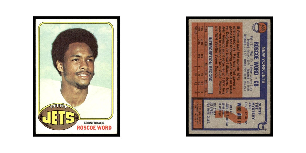 1976 Topps Roscoe Word RC Jets #488