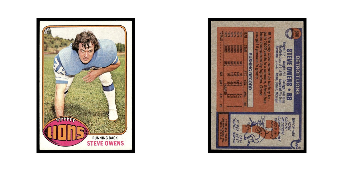 1976 Topps Steve Owens Lions #508