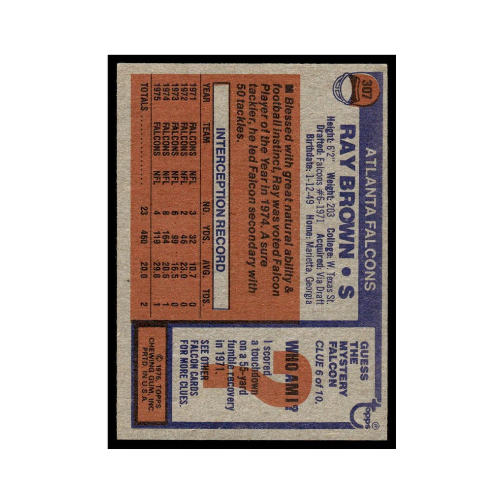 1976 Topps Ray Brown Falcons #307