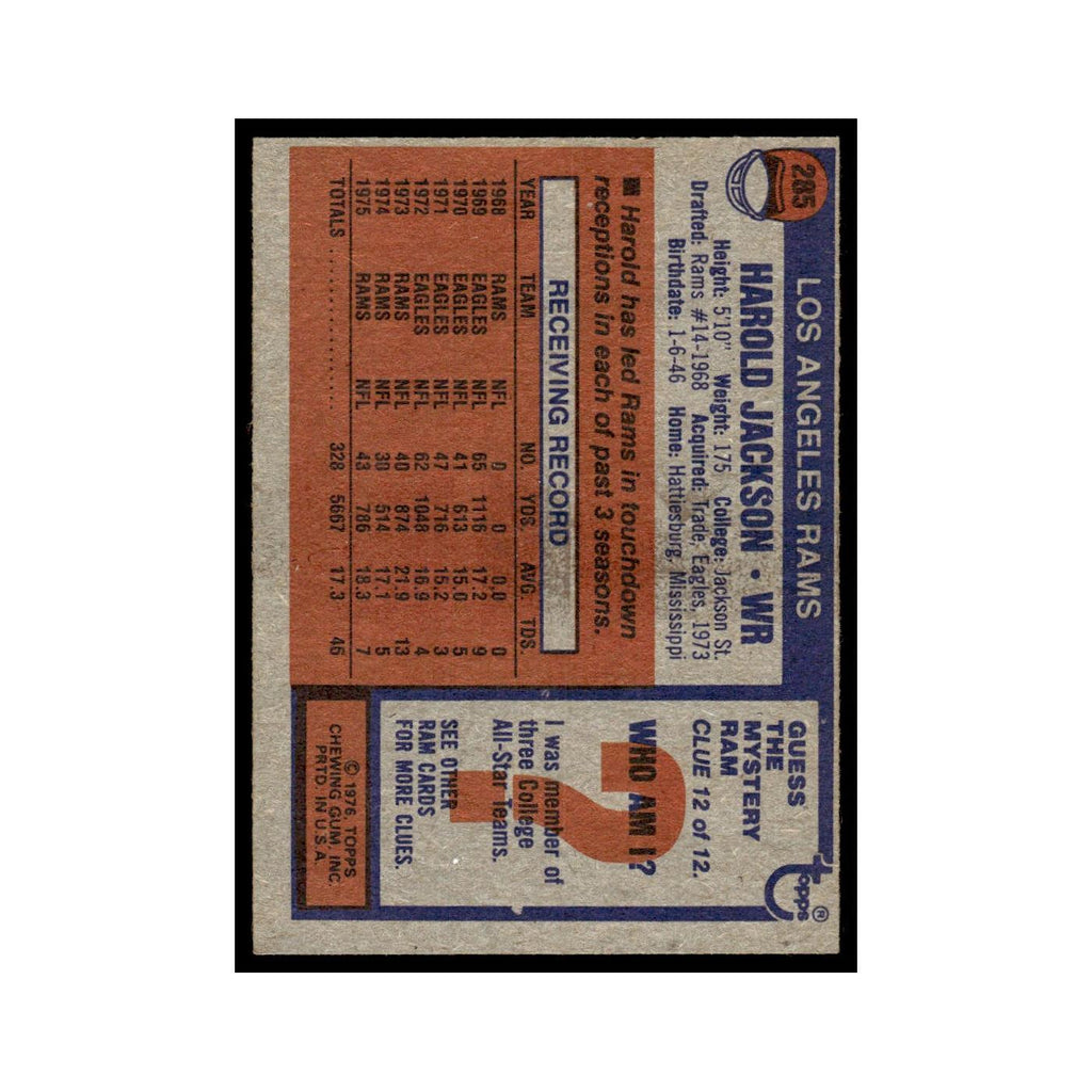 1976 Topps Harold Jackson Rams #285