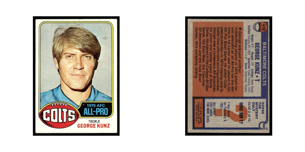 1976 Topps George Kunz Baltimore Colts #410
