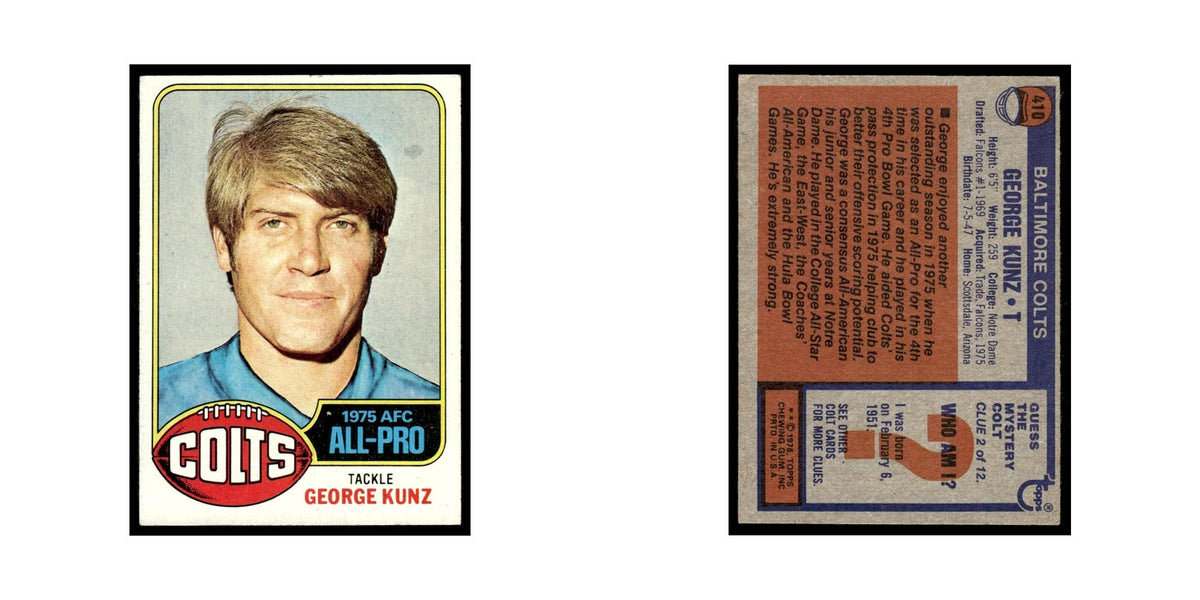 1976 Topps George Kunz Baltimore Colts #410