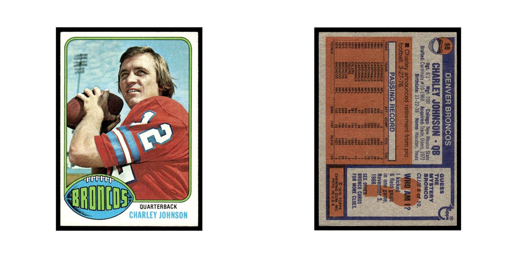 1976 Topps Charley Johnson Broncos #68