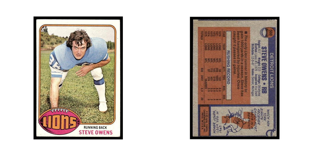 1976 Topps Steve Owens Lions #508