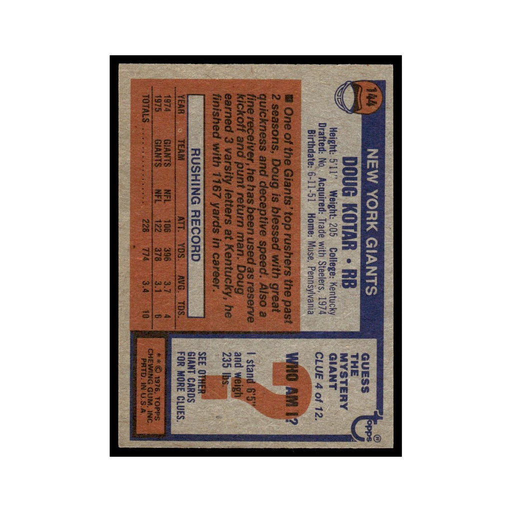 1976 Topps Doug Kotar Giants #144