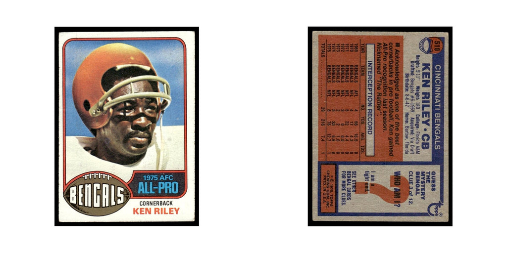 1976 Topps Ken Riley Bengals #510