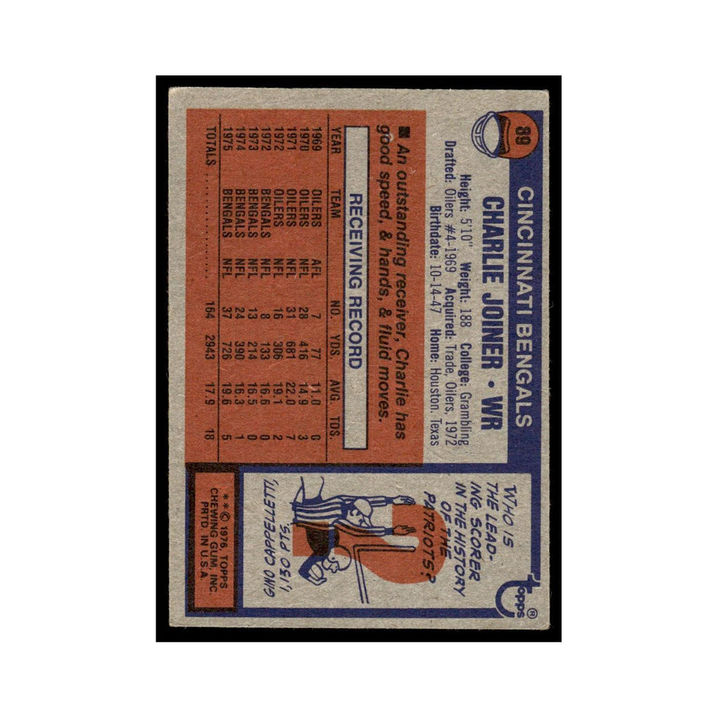 1976 Topps Charlie Joiner Bengals #89