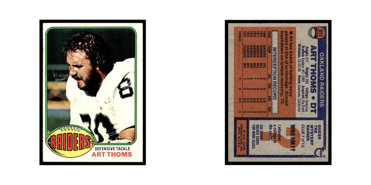 1976 Topps Art Thoms Raiders #511