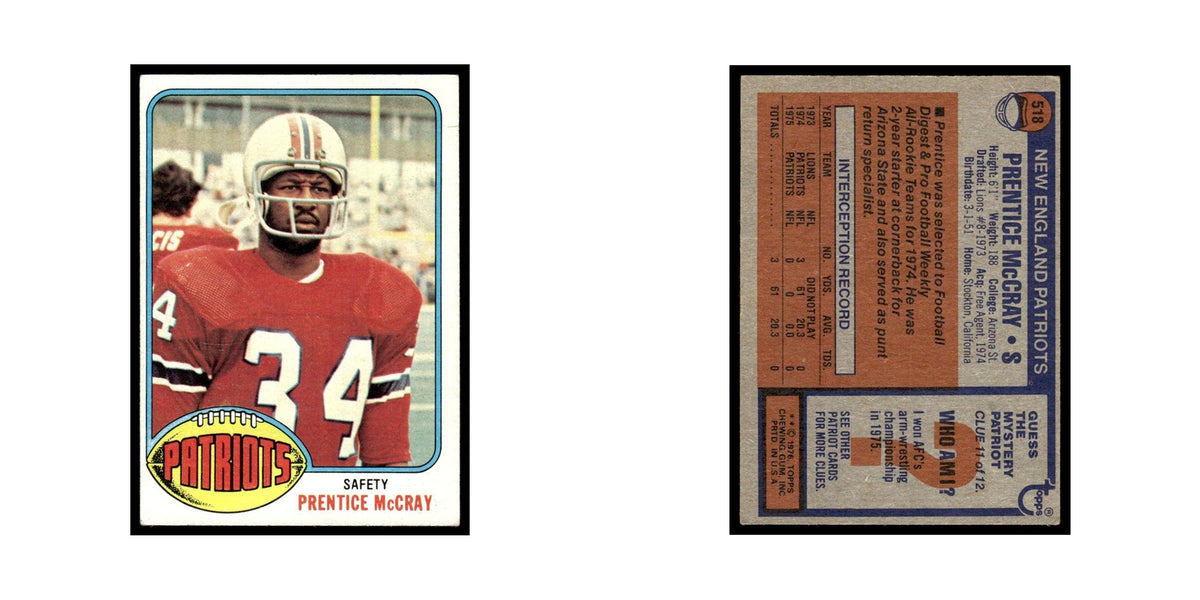1976 Topps Prentice McCray RC Patriots #518