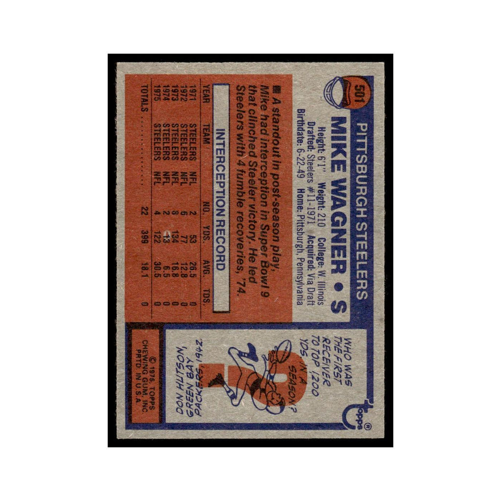 1976 Topps Mike Wagner Steelers #501