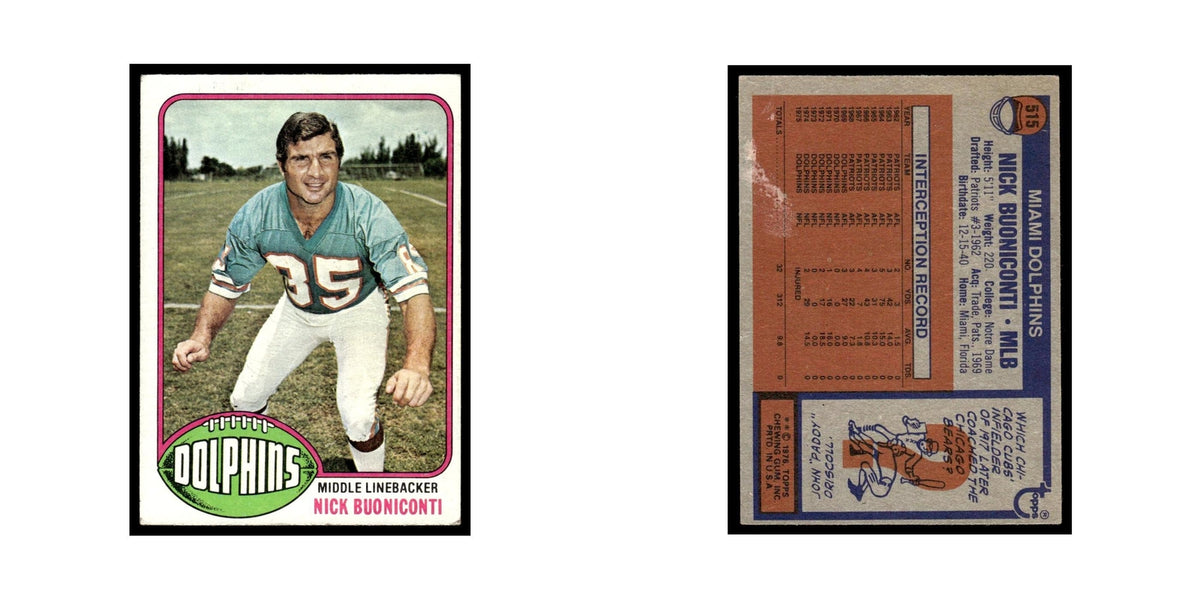 1976 Topps Nick Buoniconti Dolphins #515