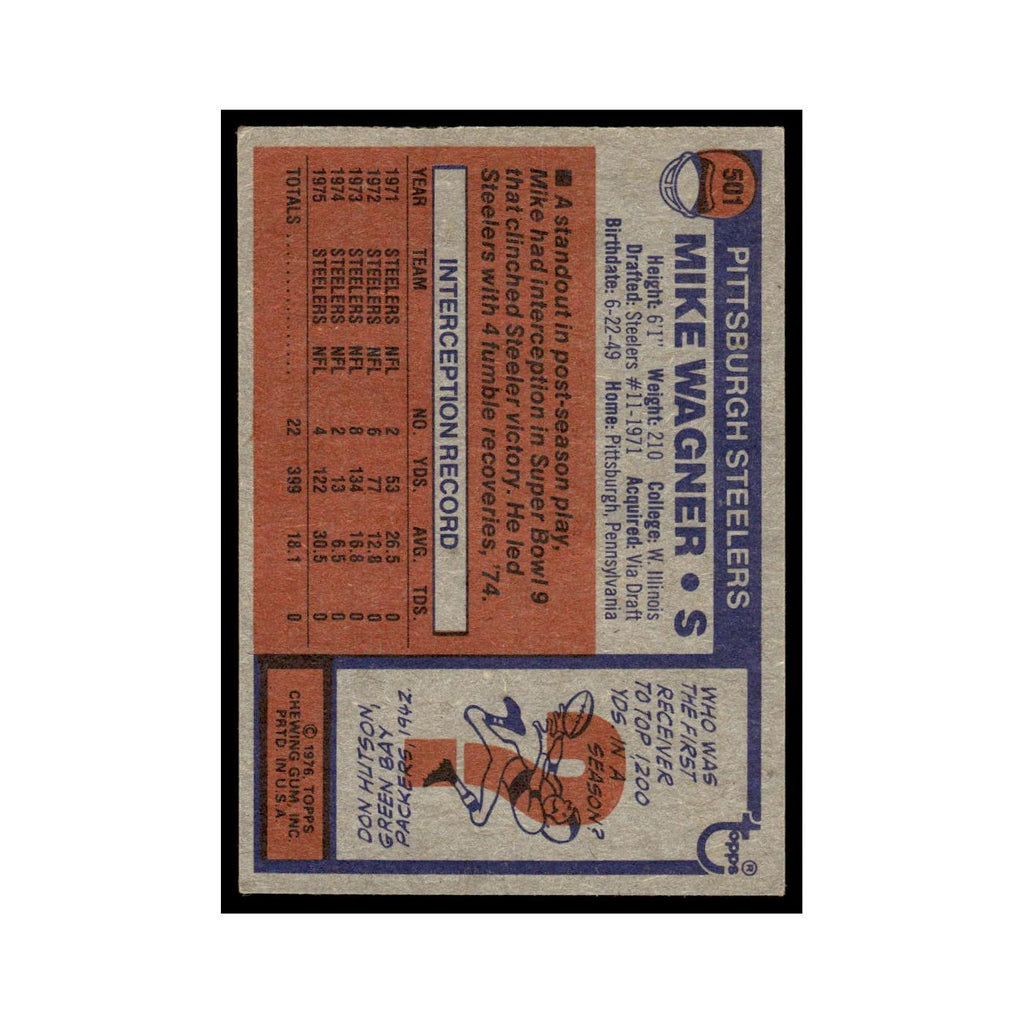 1976 Topps Mike Wagner Steelers #501