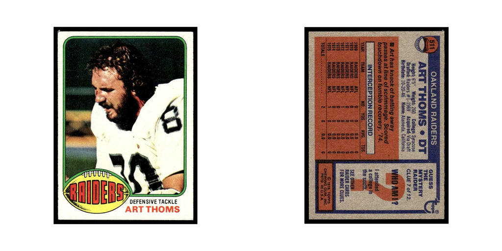 1976 Topps Art Thoms Raiders #511