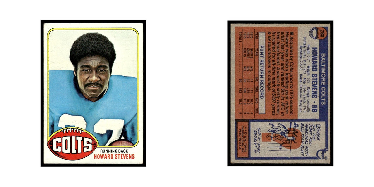 1976 Topps (Damaged) Howard Stevens Baltimore Colts #288